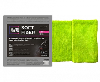 Салфетка микрофибра супермягкая 340г/м 40х40 Soft Fiber Light SMART OPEN (набор 2шт)