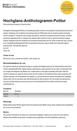 Полироль антиголограмная Hochglanz-Antihologramm-Politur  M2.01 1л KOCHCHEMIE 