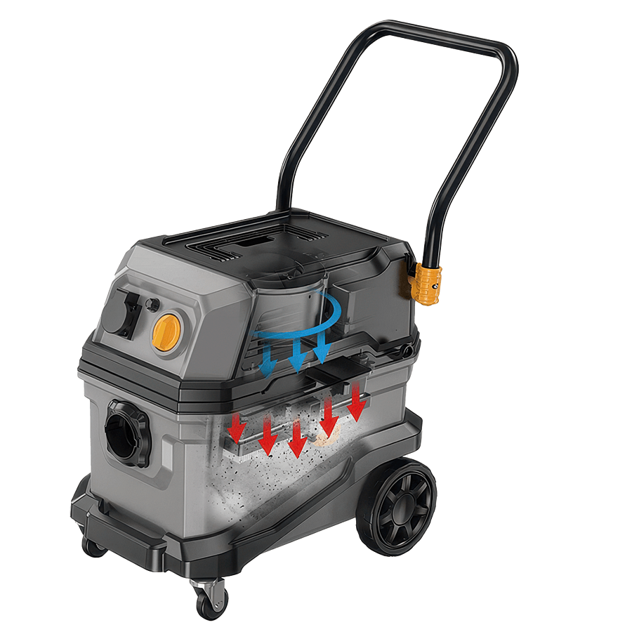 Пылеудаляющий аппарат 23 кПА функция автоочистка с возможностью подключения электроинструмента бак 30л