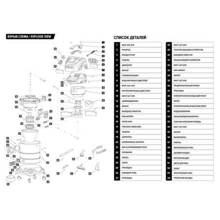 Пылеводосос для влажной и сухой уборки 1 турбина 1500 Ватт 30л Au-0130115