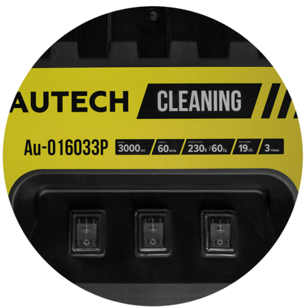 Промышленный пылеводосос 3 турбины для влажной и сухой уборки, 60л., Au-016033P