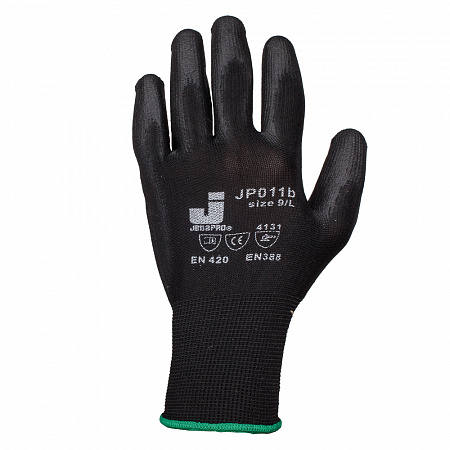 Перчатки защитные с полиуретановым покрытием,черные S JР011b JETAPRO