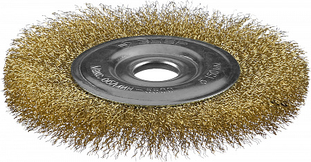 Щетка дисковая для УШМ 0,3мм/ Ø150х22мм Витая стальная латунированная проволока ЗУБР