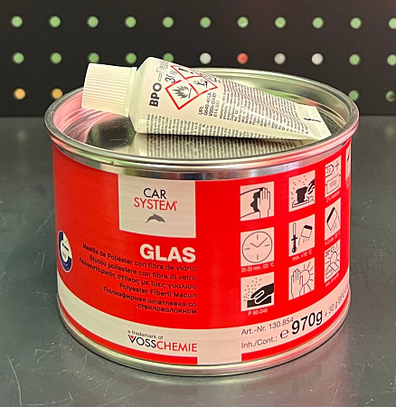 Шпатлевка со стекловолокном 1кг Glas+отверд компл CARSYSTEM