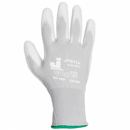 Перчатки защитные с полиуретановым покрытием,белые М JР011w JETAPRO
