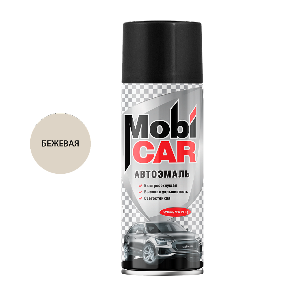 Эмаль 235 Бежевая, акриловая, 520мл аэрозоль, MobiCAR