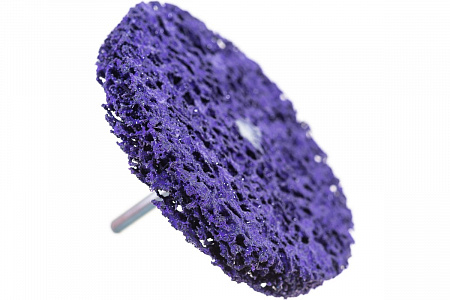 Круг абразивный полимерный для снятия ржавчины со шпинделем под дрель и шуруповерт Ø 125мм (коралл) Фиолетовый, Expert