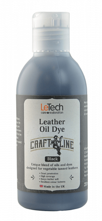 Краска для кожи масляная (Leather Oil Dye) Black, Чёрная, 50 мл, LeTech