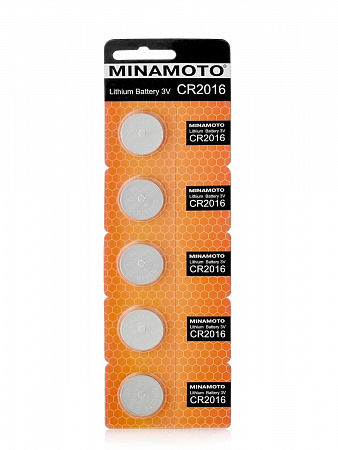 Элем.питан. MINAMOTO, питания CR-2016./ 5шт в блистере / поштучно