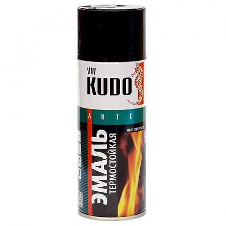 Эмаль термостойкая Черная 520мл аэрозоль KUDO