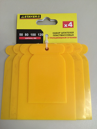 Шпатель пластиковый 4 шт набор 50,80,100,120мм Япончик STAYER