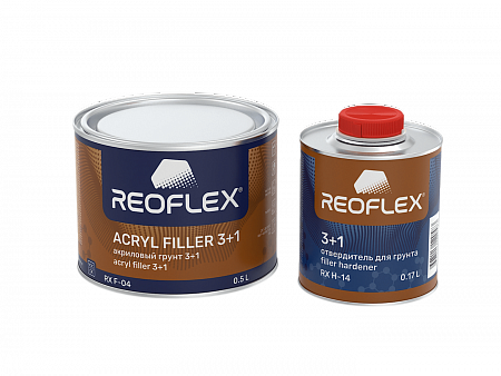 Грунт выравниватель 2К (3+1) Серый 0,5л+отверд 0,17л компл REOFLEX 