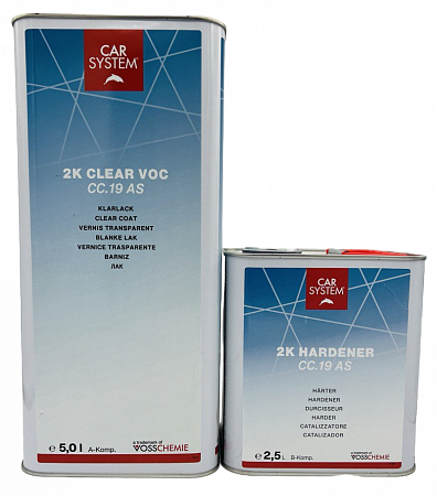 Лак прозрачный 2K CLEAR VOC CC.19 AS (лак 5.0л + отвердитель 2,5л) CARSYSTEM