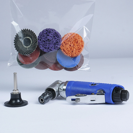 Минимашинка шлифовальная пневматическая, угловая ротационная диск Roloc 50мм J-2015 + QUICK LOCK диски и опорная тарелка JETAPRO