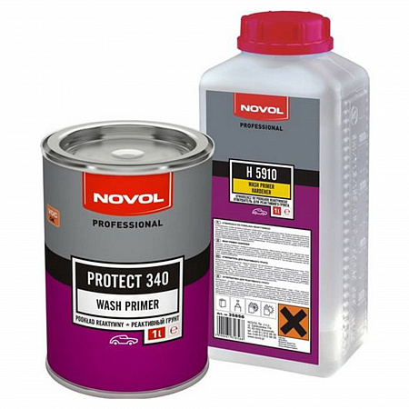 Грунт реактивный антикоррозийный (1+1) 1л PROTECT 340 Wash Primer+отверд Н5910 1л компл NOVOL
