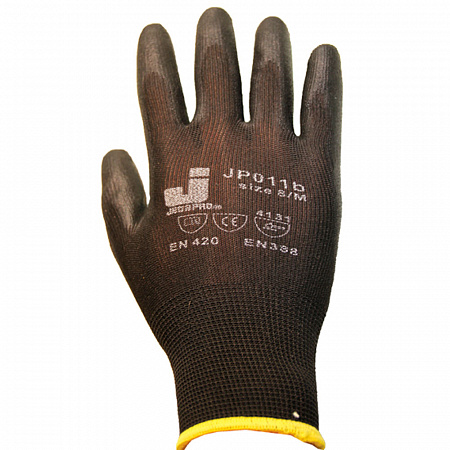 Перчатки защитные с полиуретановым покрытием,черные S JР011b JETAPRO