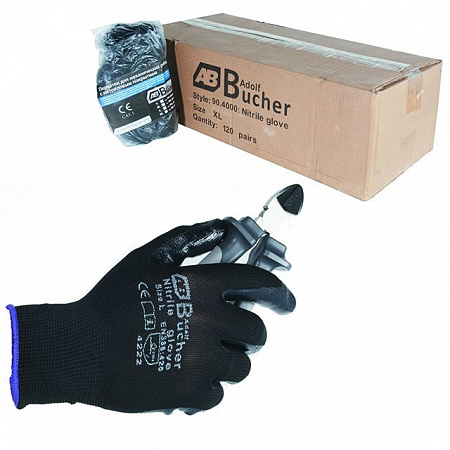 Перчатки для механических работ с нитриловым покрытием, черные M ADOLF BUCHER