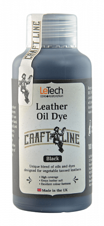 Краска для кожи масляная (Leather Oil Dye) Black, Чёрная, 50 мл, LeTech