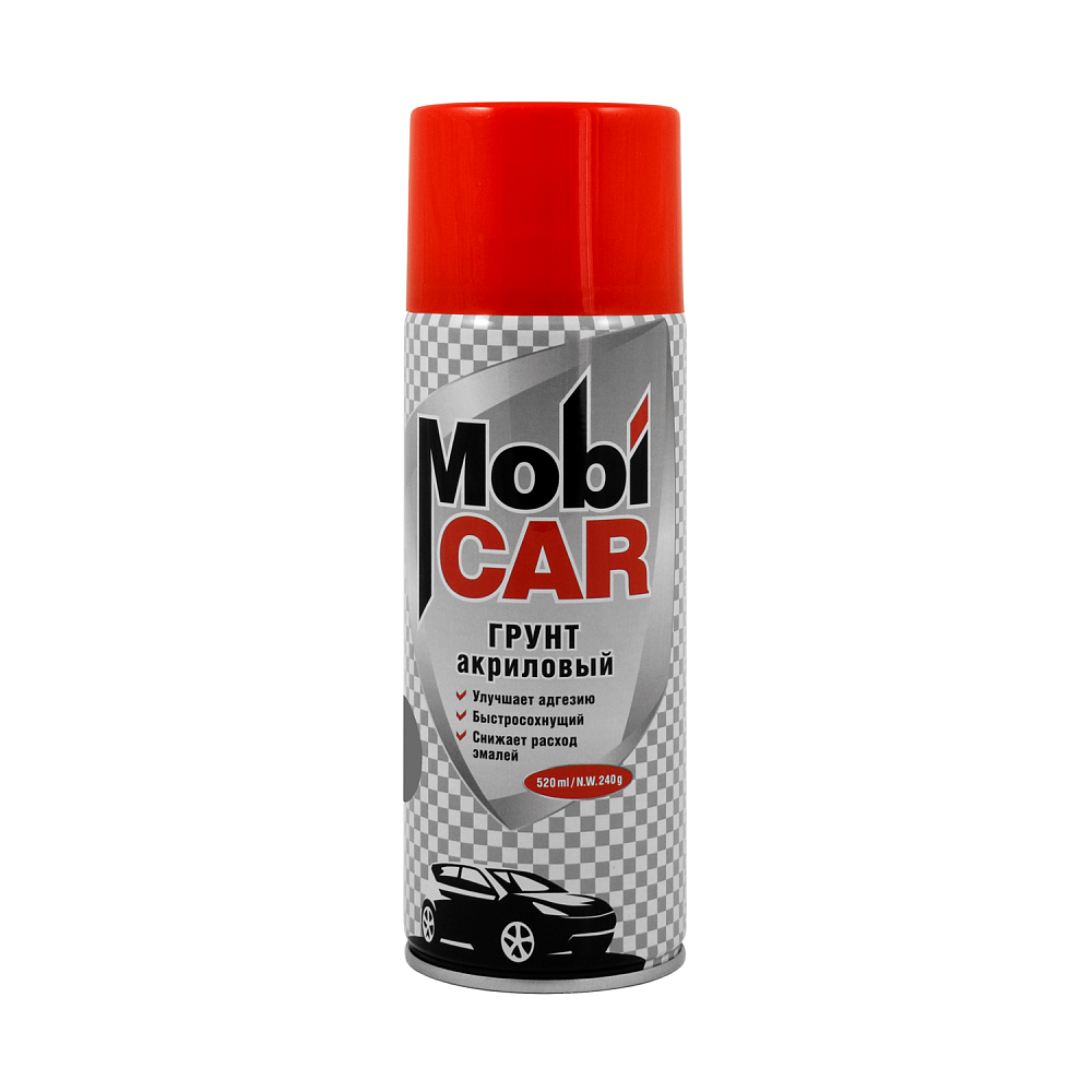 Грунт акриловый, Красно-коричневый, 520мл аэрозоль, MobiCAR