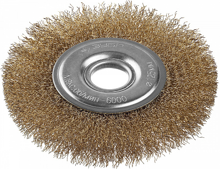 Щетка дисковая для УШМ 0,3мм/ Ø125х22мм Витая стальная латунированная проволока ЗУБР