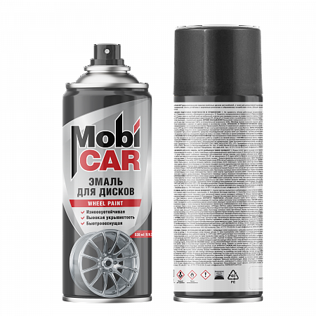 Эмаль для дисков, Чёрная, матовый 520мл аэрозоль, MobiCAR