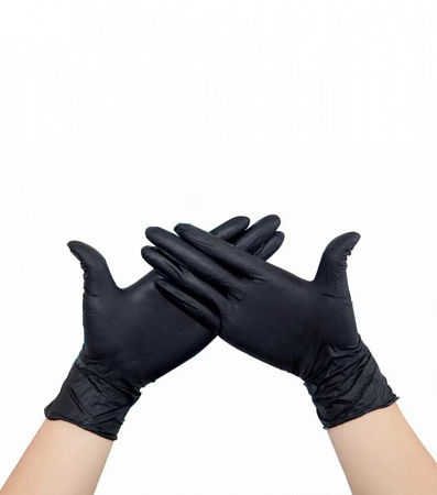 Перчатки нитриловые BLK, черные, размер L