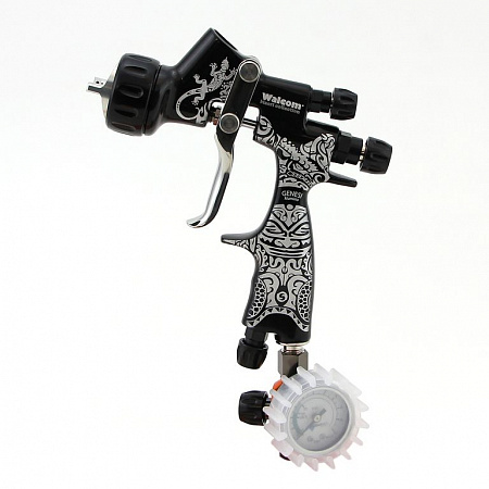 Краскопульт Genesi ALLUMINIO HALO/HTE BASE, с рисунком, сопло 1,3 мм, верхний бачок 0,68л, лимитированная серия