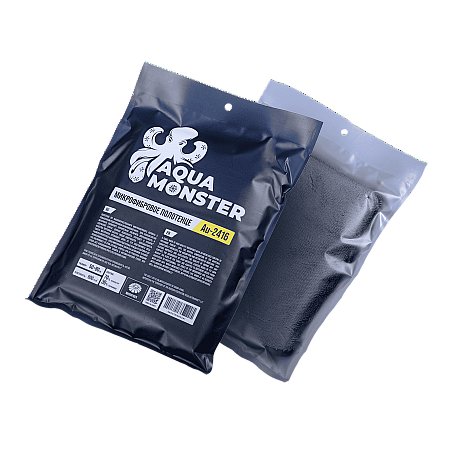 Полотенце для сушки, обметка краев, чёрное, 50*80 см, 600гр/м², AQUA MONSTER, Autech