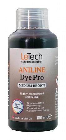 Анилиновый краситель для кожи (Leather Aniline Dye Pro) Black, Чёрный, 100 мл, LeTech