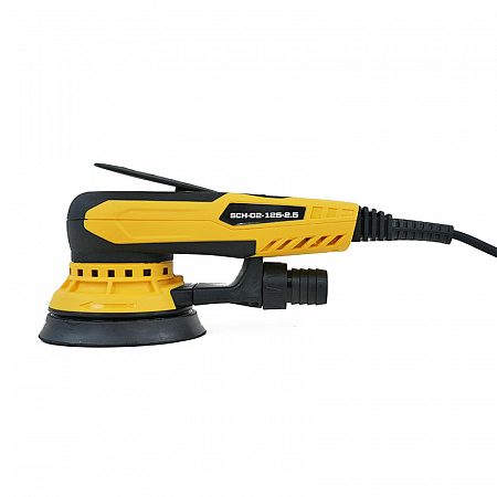 SCH-02-125-2.5 шлиф. машинка ручная 220V/50Hz, 350W, без мешка для пыли, с магнитным тормозом подошвы, эксцентрик 2,5 мм