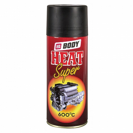 Эмаль термостойкая Черная 400мл аэрозоль 600°C Heat BODY  