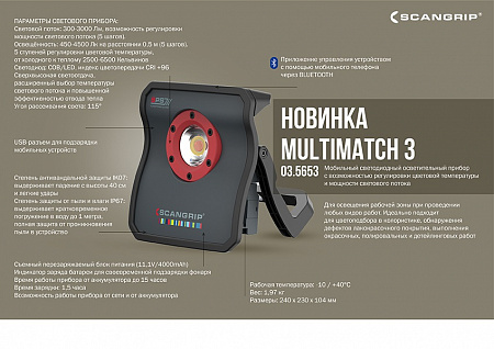 MULTIMATCH 3 лампа светодиод., свет. поток от 300 до 3000 лм в режиме 5 цв. температур CRI 96