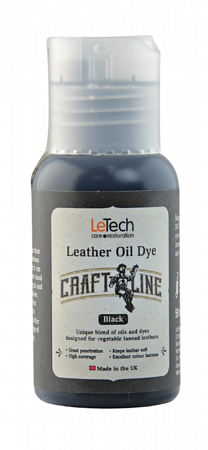Краска для кожи масляная (Leather Oil Dye) Black, Чёрная, 50 мл, LeTech