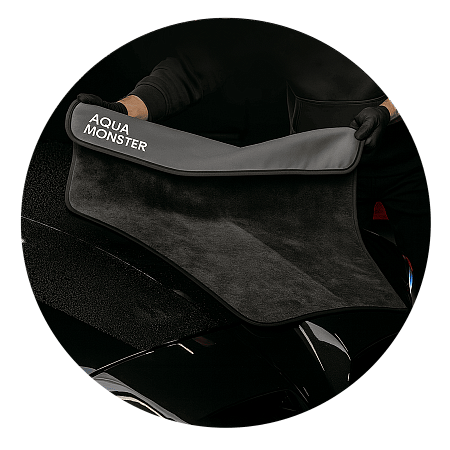 Полотенце для сушки, обметка краев, чёрное, 50*80 см, 600гр/м², AQUA MONSTER, Autech