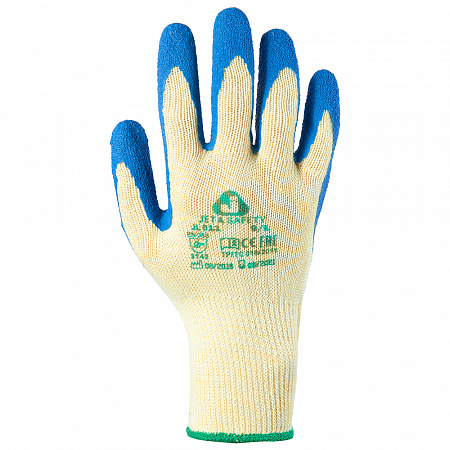 Перчатки защитные  JETAPRO голубые, с латексным покрытием, размер L