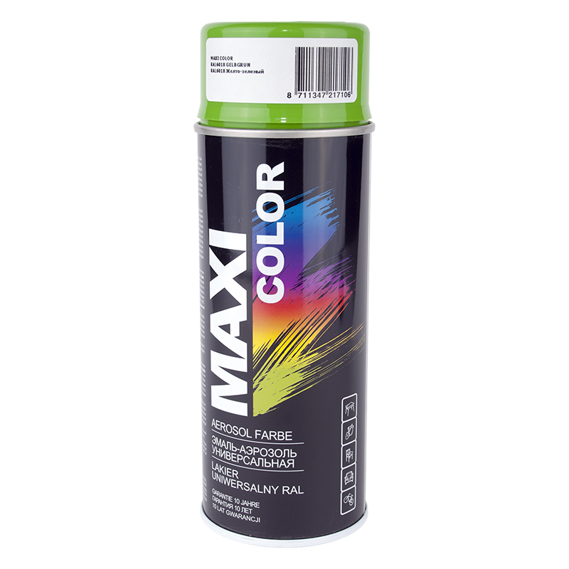 Эмаль RAL 6018 Ярко-зелёная 400мл аэрозоль MAXI COLOR