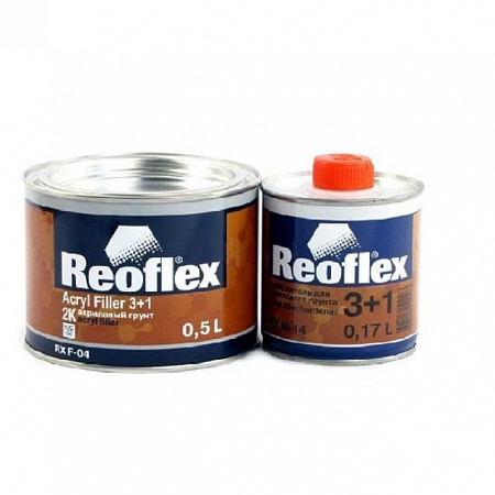 Грунт выравниватель 2К (3+1) Серый 0,5л+отверд 0,17л компл REOFLEX 