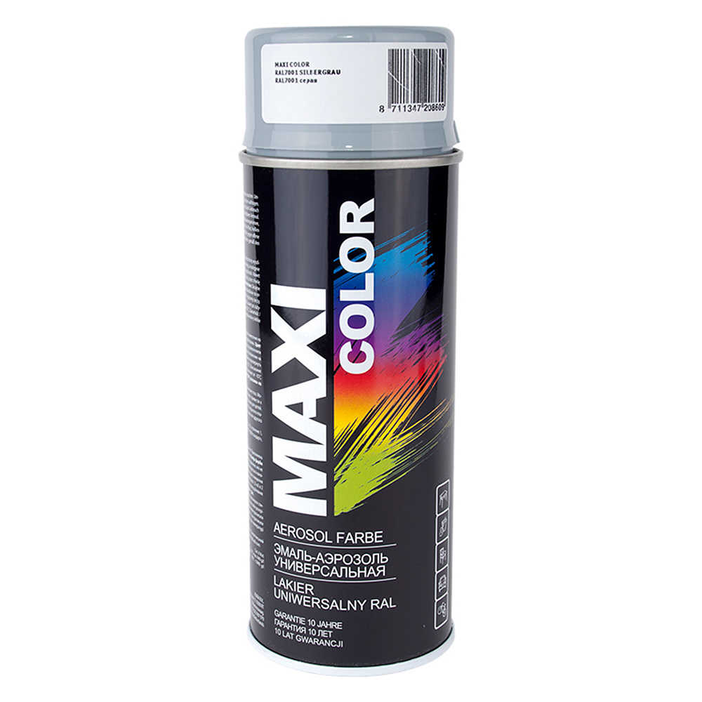 Эмаль RAL 7001 Серая алкид 400мл аэрозоль MAXI COLOR