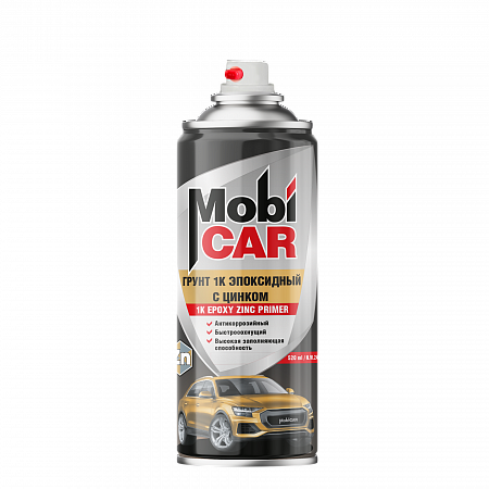 Грунт эпоксидный с цинком антикоррозийный, Серый, 520мл аэрозоль, MobiCAR
