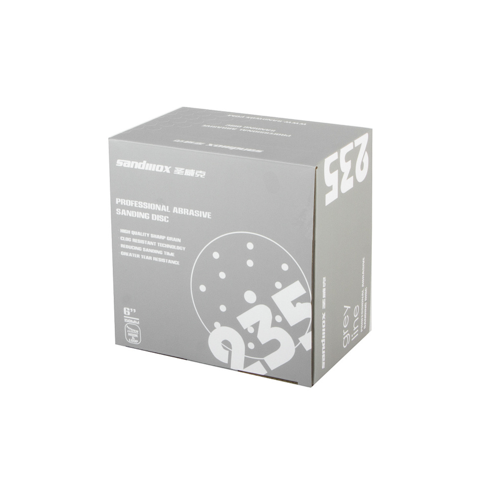 P220 GREY SANDWOX, 15 отв., Ø 150мм., Круг шлифовальный на пленочной основе, циркониевый корунд 