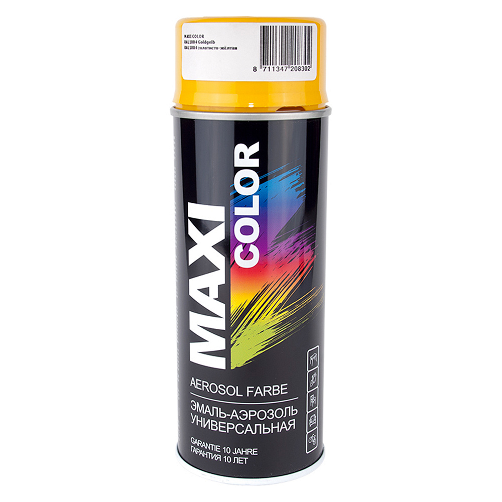 Эмаль RAL 1004 Золотисто-жёлтая 400мл аэрозоль MAXI COLOR
