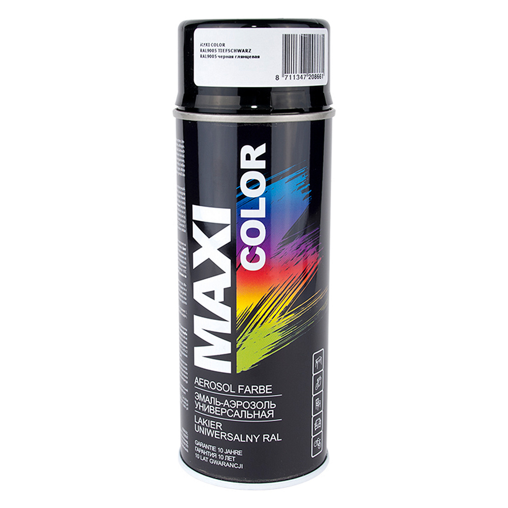 Эмаль RAL 9005 Чёрная матовая 400мл аэрозоль MAXI COLOR