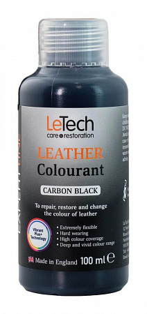 Краска для кожи (Leather Colourant) Carbon Black, Угольно-черный, 100 мл, LeTech