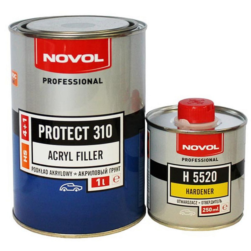 Грунт HS акриловый (4+1) Серый 1л PROTECT 310+отверд Н5520 0,25л компл NOVOL