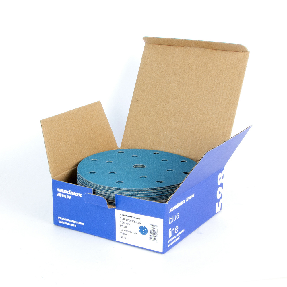 P60 BLUE CERAMIC SANDWOX, 15 отв, Ø 150мм, Круг шлифовальный на бумажной основе