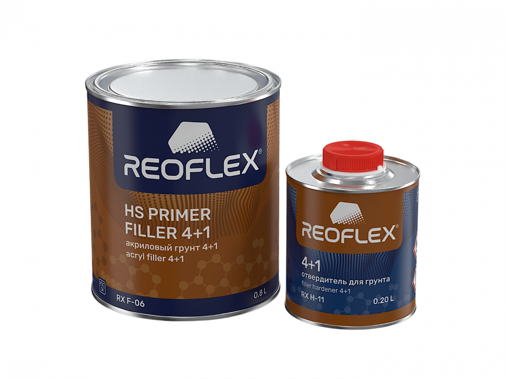 Грунт HS акриловый 2К (4+1) Серый 0,8л+отверд 0,2л компл REOFLEX