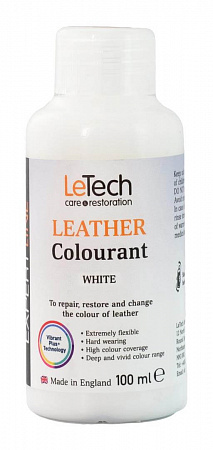 Краска для кожи (Leather Colourant) White, Белый, 100 мл, LeTech