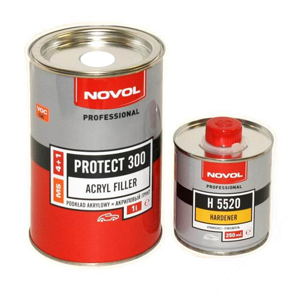 Грунт MS акриловый (4+1) Черный 1л PROTECT 300+отверд Н5520 0,25л компл NOVOL