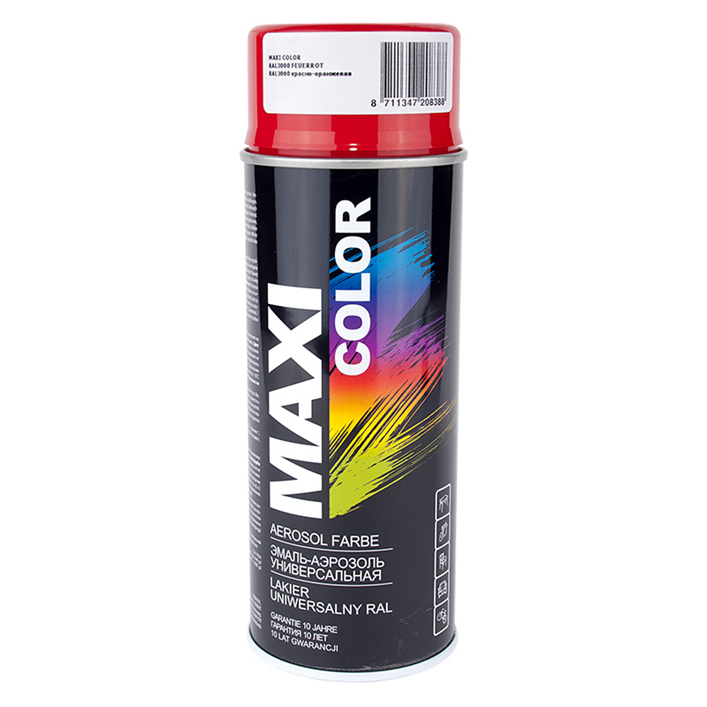 Эмаль RAL 3000 Красно-оранжевая 400мл аэрозоль MAXI COLOR