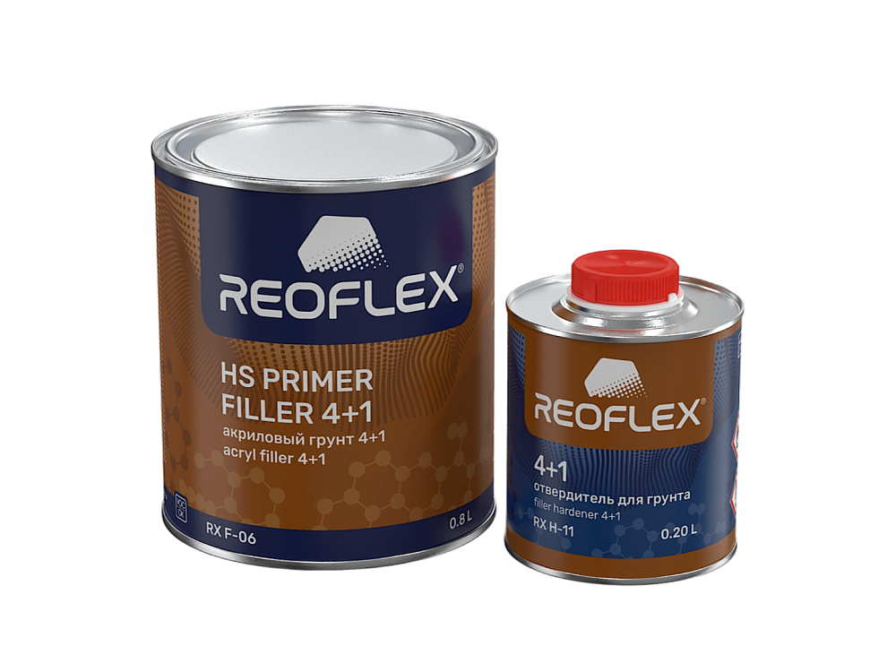 Грунт HS акриловый 2К (4+1) Черный 0,8л+отверд 0,2л компл REOFLEX